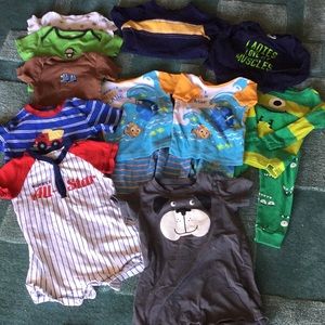 14 pc baby boy bundle 18-24M, onsies and pajamas